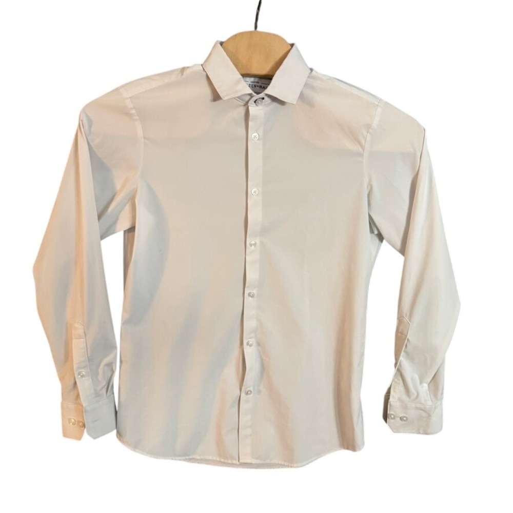 Mizzen+Main Leeward Dress Shirt Mens Medium Trim Fit White Performance Stretch